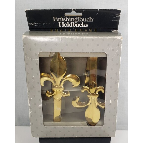 Vintage 1992 Finishing Touch Curtain Holdback Solid Brass Fleur de lis  Arm USA - Picture 1 of 12